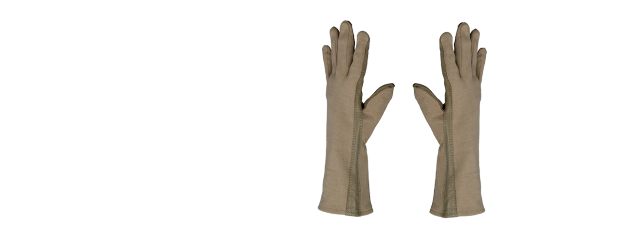 AC-4459L LEATHER NOMEX FLIGHT GLOVES, TAN - SIZE: L - Click Image to Close