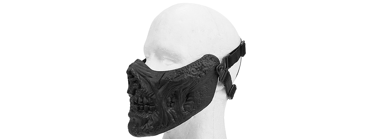 AC-474BK HALF FACE ZOMBIE SKULL MASK (BLACK) - Click Image to Close