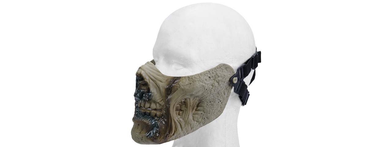 AC-474GZ HALF FACE ZOMBIE SKULL MASK (ZOMBIE GREEN) - Click Image to Close