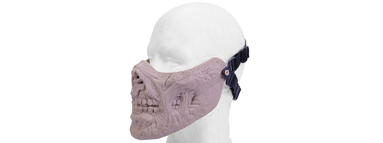 AC-474TN HALF FACE ZOMBIE SKULL MASK (TAN) - Click Image to Close