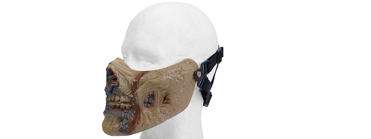 AC-474TZ HALF FACE ZOMBIE SKULL MASK (ZOMBIE TAN) - Click Image to Close