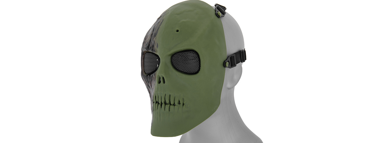 AC-475NG MESH SCARRED SKULL MASK (NEW GREEN) - Click Image to Close