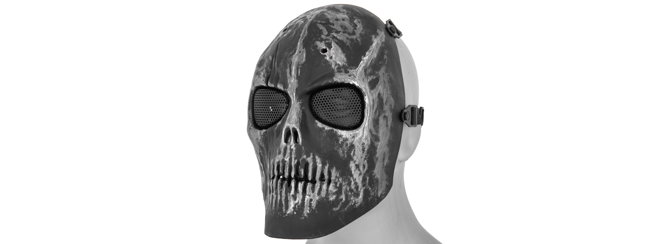 AC-475SB MESH SCARRED SKULL MASK (SILVER BLACK) - Click Image to Close