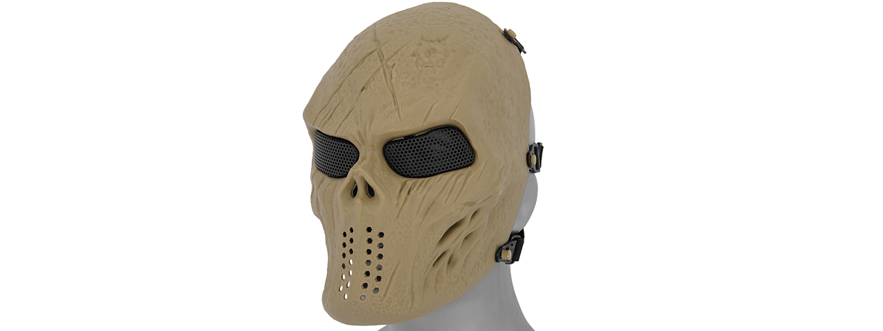 AIRSOFT VILLAIN SKULL MESH FACE MASK - TAN - Click Image to Close