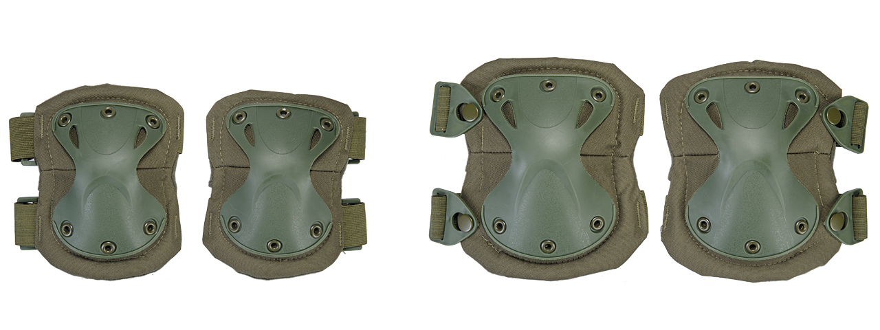AC-478G TACTICAL QUICK-RELEASE KNEE & ELBOW PAD SET (OD GREEN) - Click Image to Close