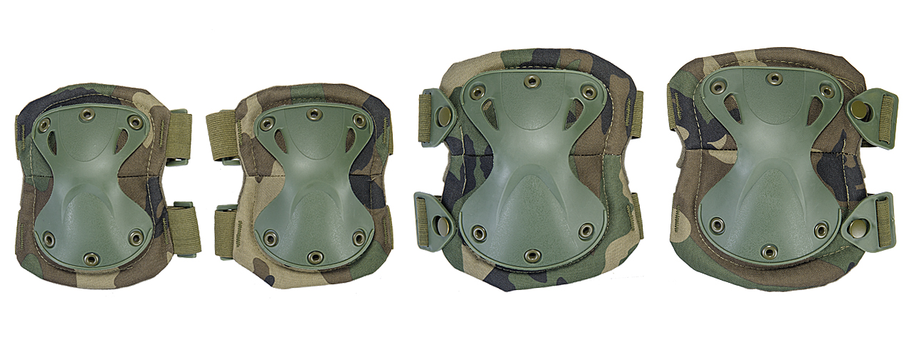 AC-478W TACTICAL QUICK-RELEASE KNEE & ELBOW PAD SET (WOODLAND CAMO) - Click Image to Close