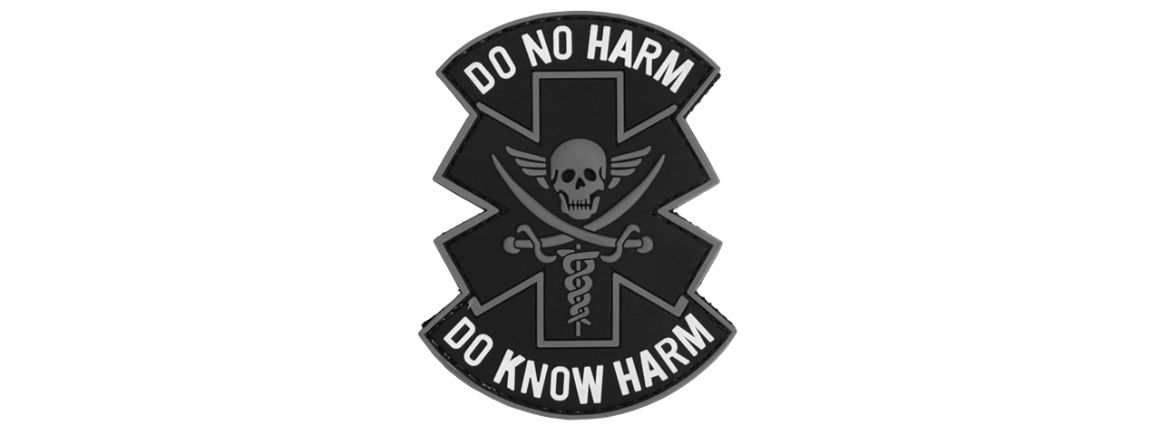 AC-481C "DO NOT HARM" PVC PATCH" (BLACK GRAY WHITE) - Click Image to Close