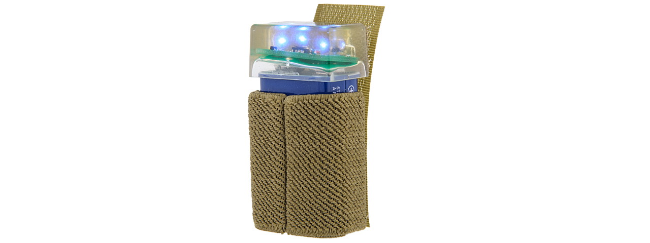 AC-519TB KNV-14 9V "BLUE" STROBE LIGHT w/VELCRO MOUNT (TAN) - Click Image to Close