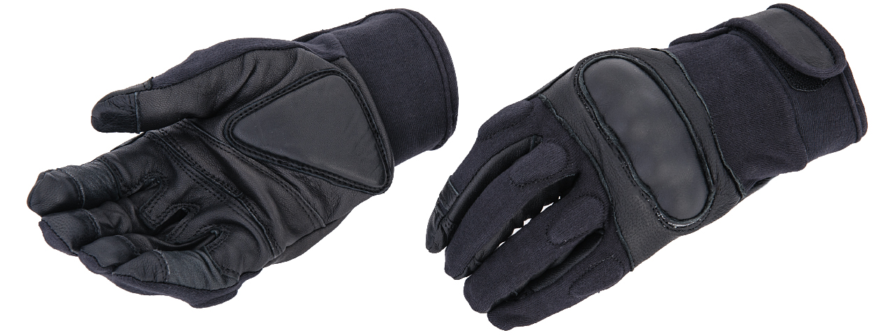 AC-806M Touch Screen Finger Hard Knuckle Gloves (Black) - Medium - Click Image to Close