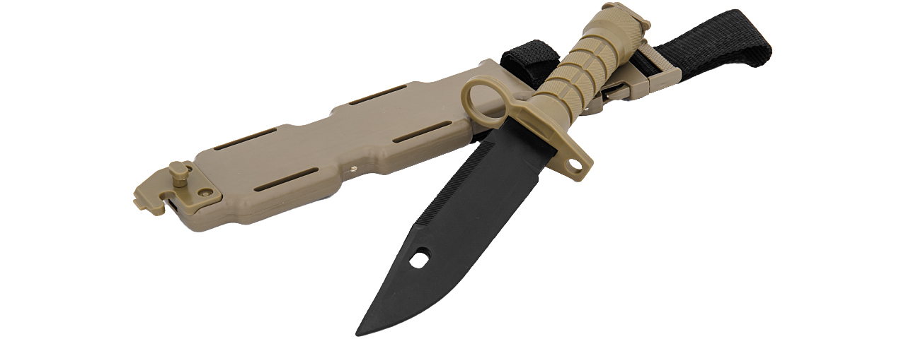 Lancer Tactical Airsoft M9 Rubber Bayonet Knife for M4/M16 AEG (Color: Tan) - Click Image to Close