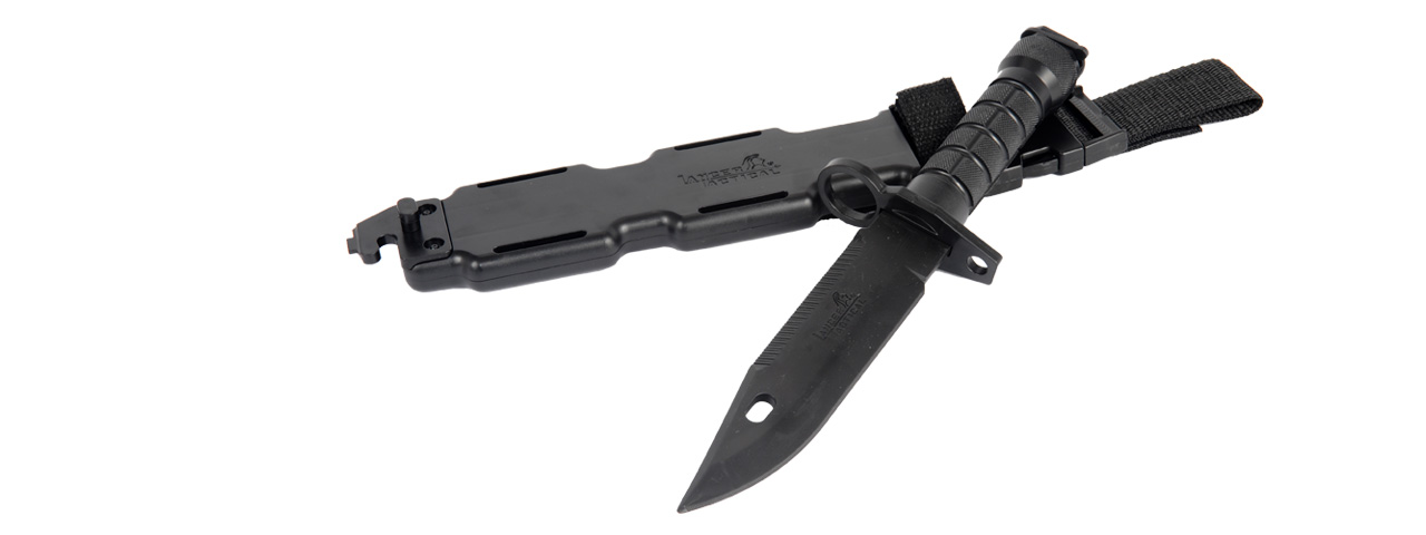 Lancer Tactical Airsoft M9 Rubber Bayonet Knife for M4/M16 AEG (Color: Black) - Click Image to Close