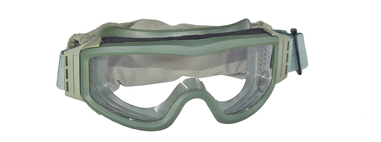 Lancer Tactical CA-201G Airsoft Safety Goggles Basic - OD Green / Clear Lens - Click Image to Close