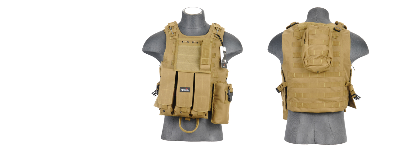 Lancer Tactical CA-304K Tactical Vest in Khaki - Click Image to Close