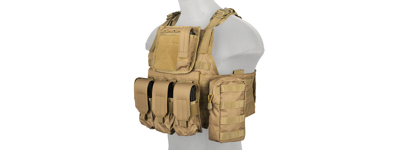 CA-305TN NYLON TACTICAL ASSAULT PLATE CARRIER (TAN) - Click Image to Close