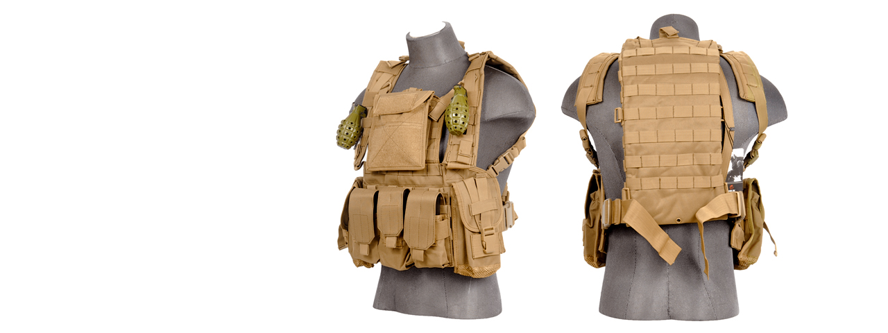 Lancer Tactical CA-307T Modular Chest Rig in Tan - Click Image to Close