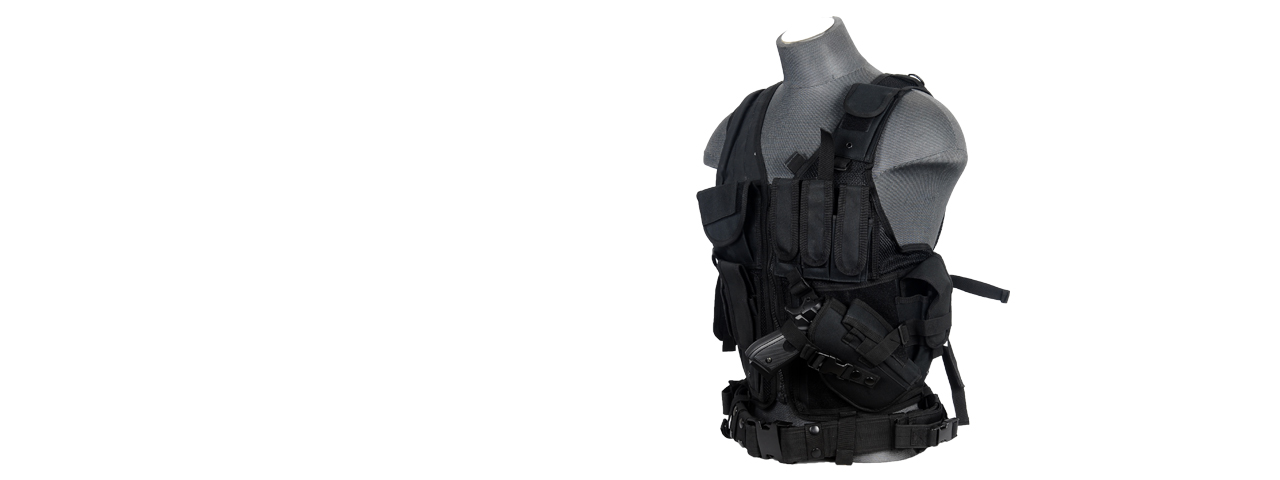 Lancer Tactical CA-310B Cross Draw Vest in Black - Click Image to Close