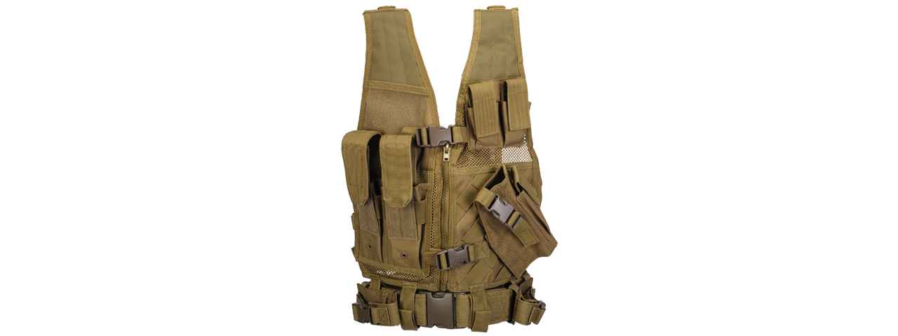 CA-310KK YOUTH SIZE CROSS DRAW VEST w/HOLSTER (COLOR: KHAKI) - Click Image to Close