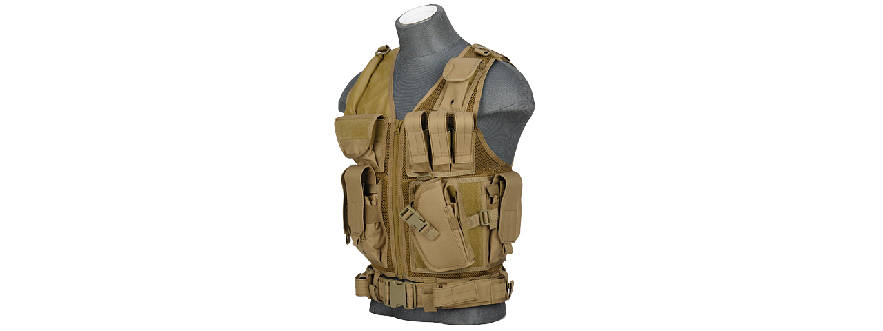 CA-310KN NYLON CROSS DRAW VEST (KHAKI) - Click Image to Close