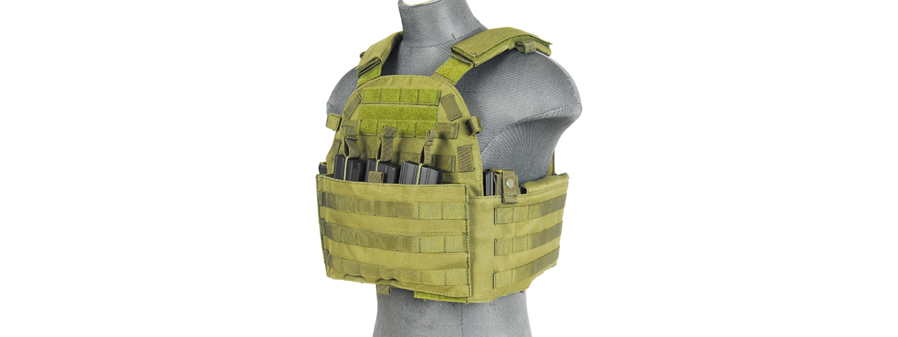 69T4 Tactical Vest w/ Triple Inner Mag Pouches (OD Green) - Click Image to Close