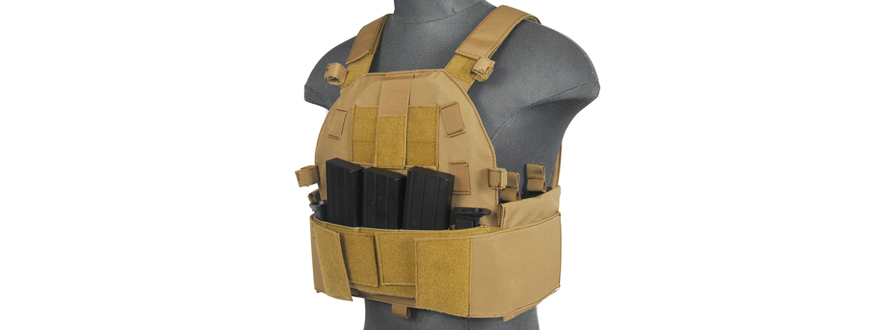 CA-315T SLK Tactical Vest w/ Side Plate Dual-Mag Compartment (Tan) - Click Image to Close