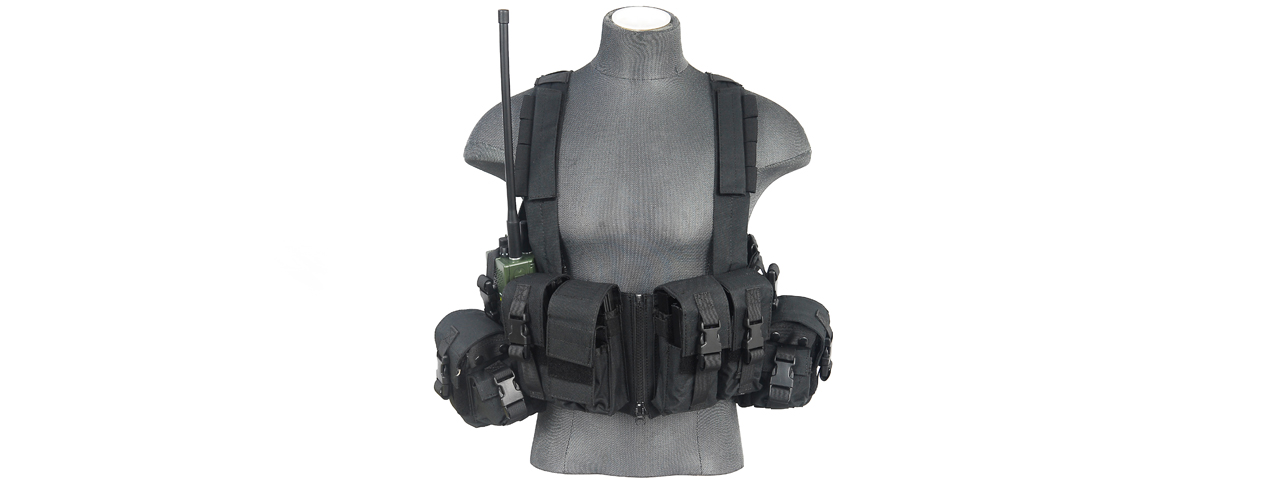 CA-317B T1G LOAD BEARING CHEST RIG w/ZIPPER (COLOR: BLACK) - Click Image to Close