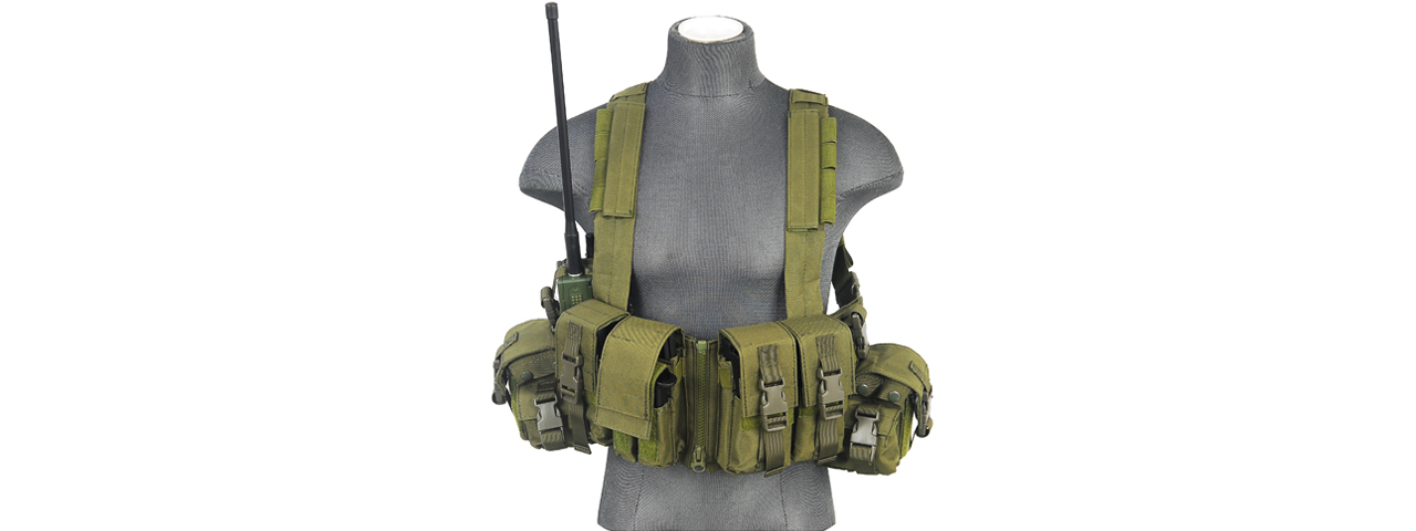 CA-317G T1G LOAD BEARING CHEST RIG w/ZIPPER (COLOR: OD GREEN) - Click Image to Close