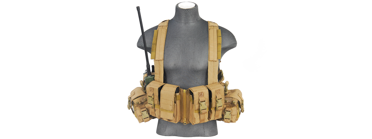 CA-317T T1G LOAD BEARING CHEST RIG w/ZIPPER (COLOR: TAN) - Click Image to Close