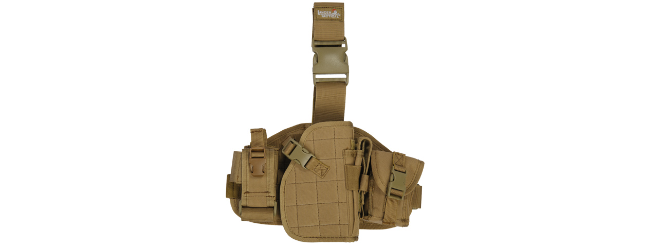 Lancer Tactical CA-324T Molle Platform Drop Leg Holster in Tan - Click Image to Close