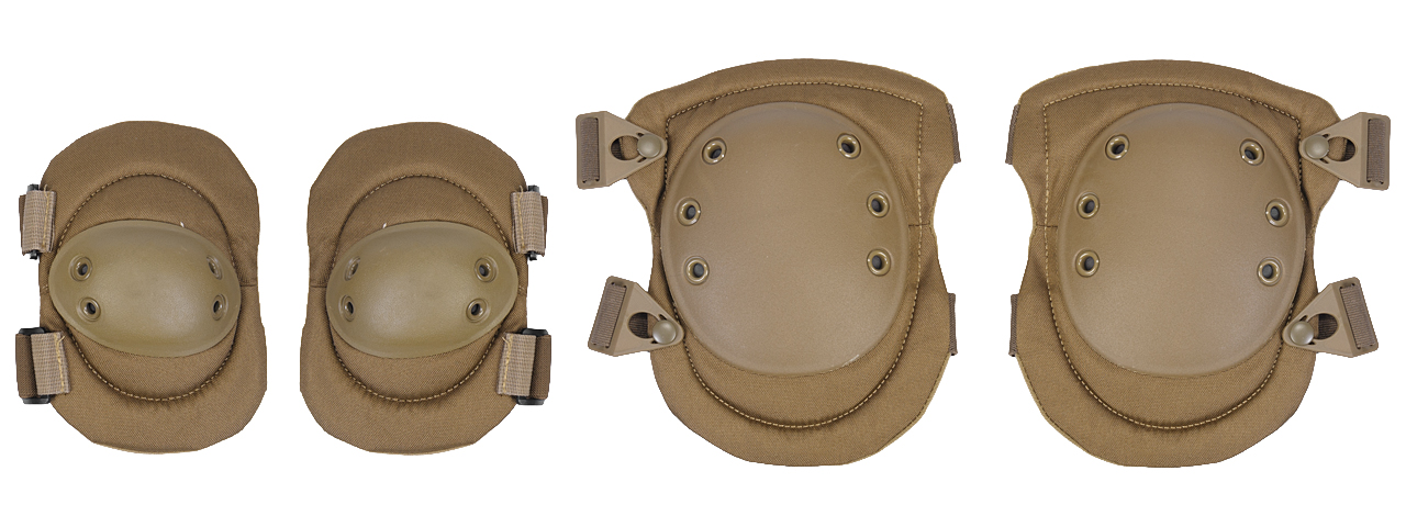 Lancer Tactical CA-329T Tactical Elbow &Knee Pad Set in Tan - Click Image to Close