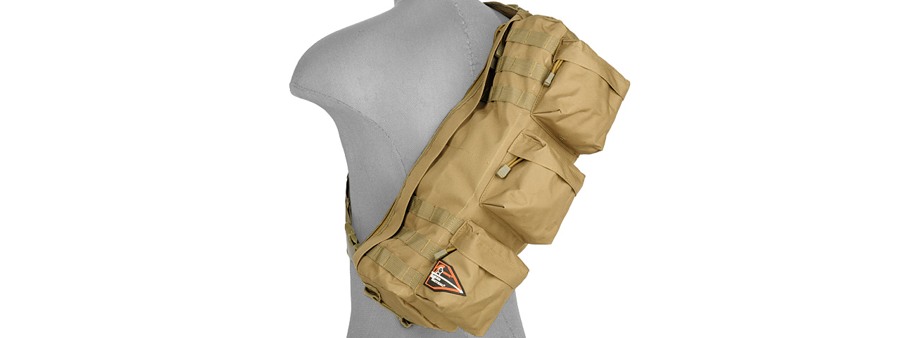 Lancer Tactical CA-351T Tactical Shoulder "Go Pack" Bag, Tan - Click Image to Close