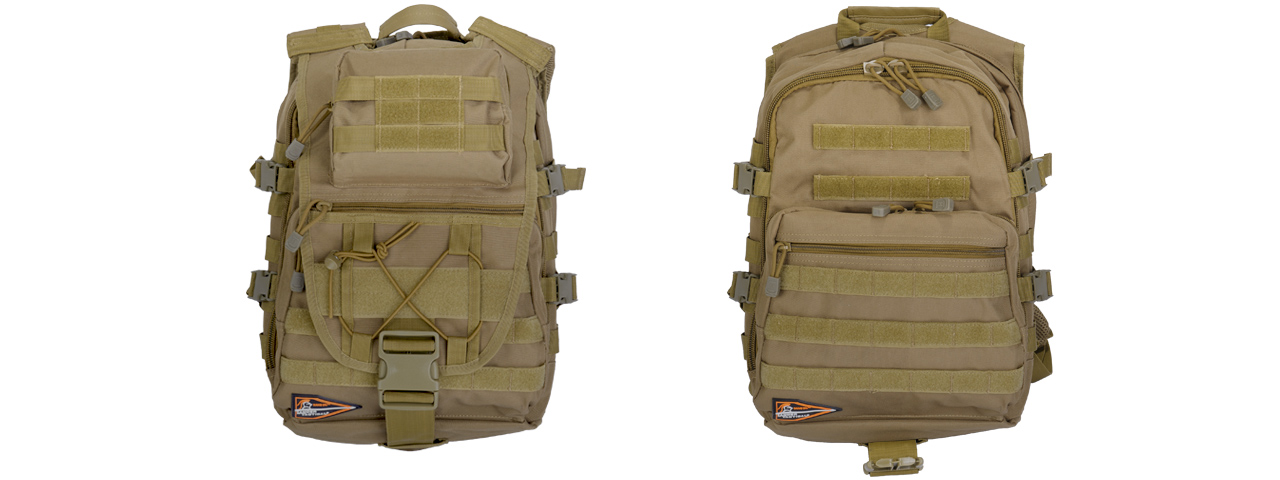 Lancer Tactical CA-357T Tactical Laptop Backpack, Tan - Click Image to Close