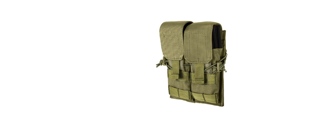 Lancer Tactical CA-358G Dual M4/M16/AK74 Magazine Pouch, OD Green - Click Image to Close