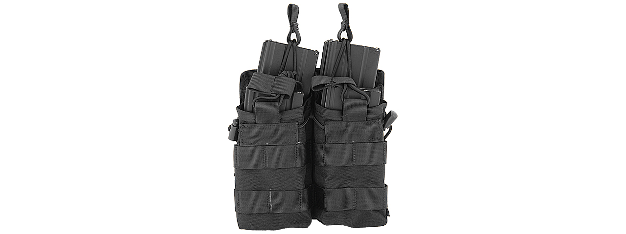 CA-378BN NYLON BUNGEE OPEN TOP DOUBLE MAG POUCH (BLACK) - Click Image to Close