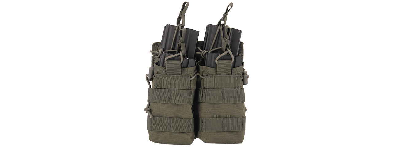 CA-378G MOLLE BUNGEE OPEN TOP QUAD MAGAZINE POUCH (OD GREEN) - Click Image to Close