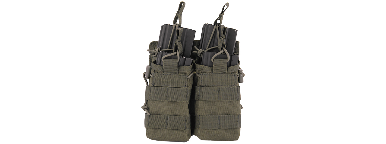 Lancer Tactical 600D Nylon Bungee Open Top M4 Magazine Pouch (Color: OD Green) - Click Image to Close