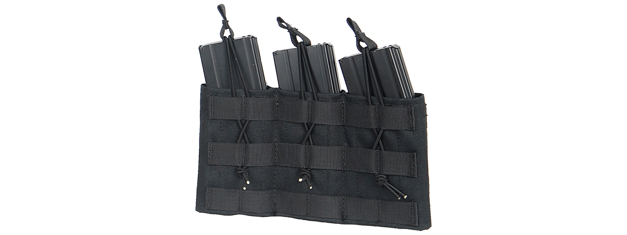 CA-379B MOLLE BUNGEE TRIPLE MAG POUCH w/VARIABLE DEPTH ADJUSTMENT (COLOR: BLACK) - Click Image to Close