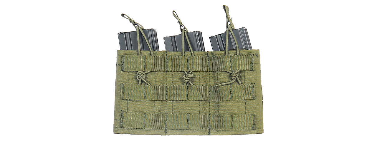 CA-379G MOLLE BUNGEE TRIPLE MAG POUCH w/VARIABLE DEPTH ADJUSTMENT (COLOR: OD GREEN) - Click Image to Close