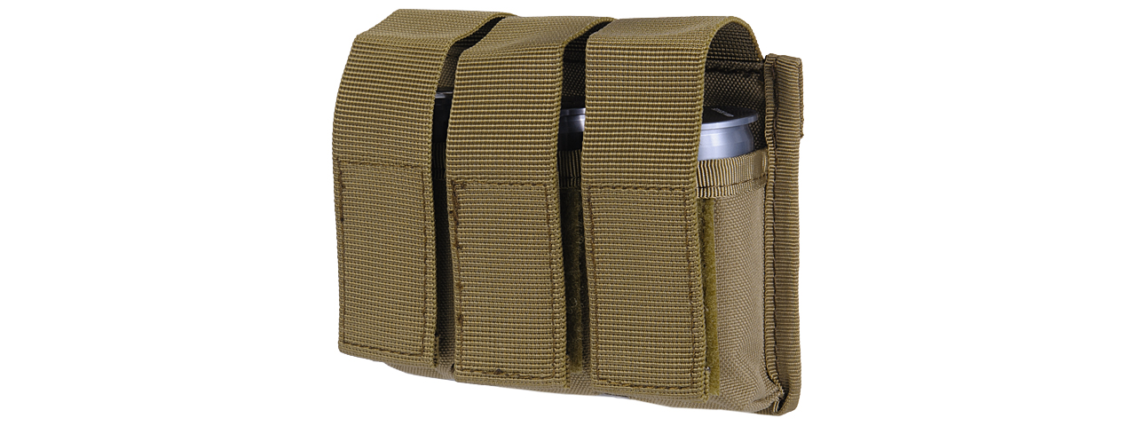 CA-382TN NYLON TRIPLE MOLLE M203 GRENADE POUCH (TAN) - Click Image to Close