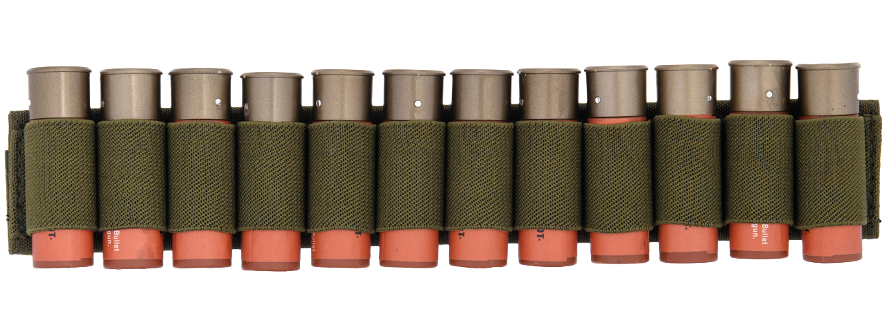 CA-383G SHOTGUN SHELLS (12) HOLDER FOR SLING OR BELT (OD GREEN) - Click Image to Close