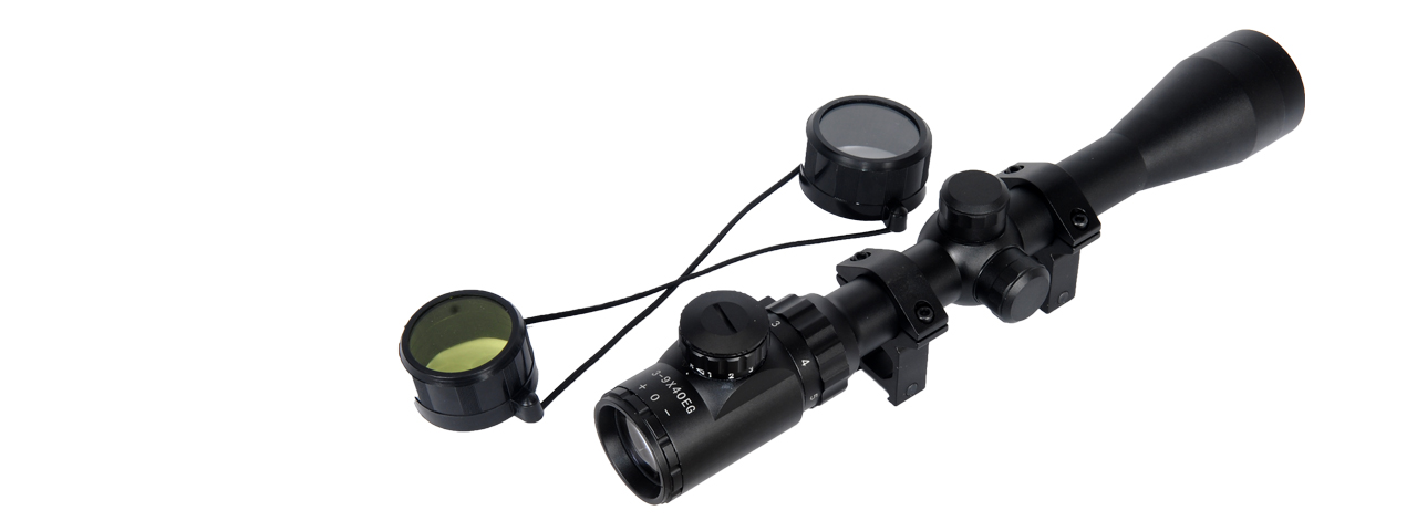 Lancer Tactical 3 - 9x Red & Green Illuminated Rifle Scope (Color: Black) - Click Image to Close