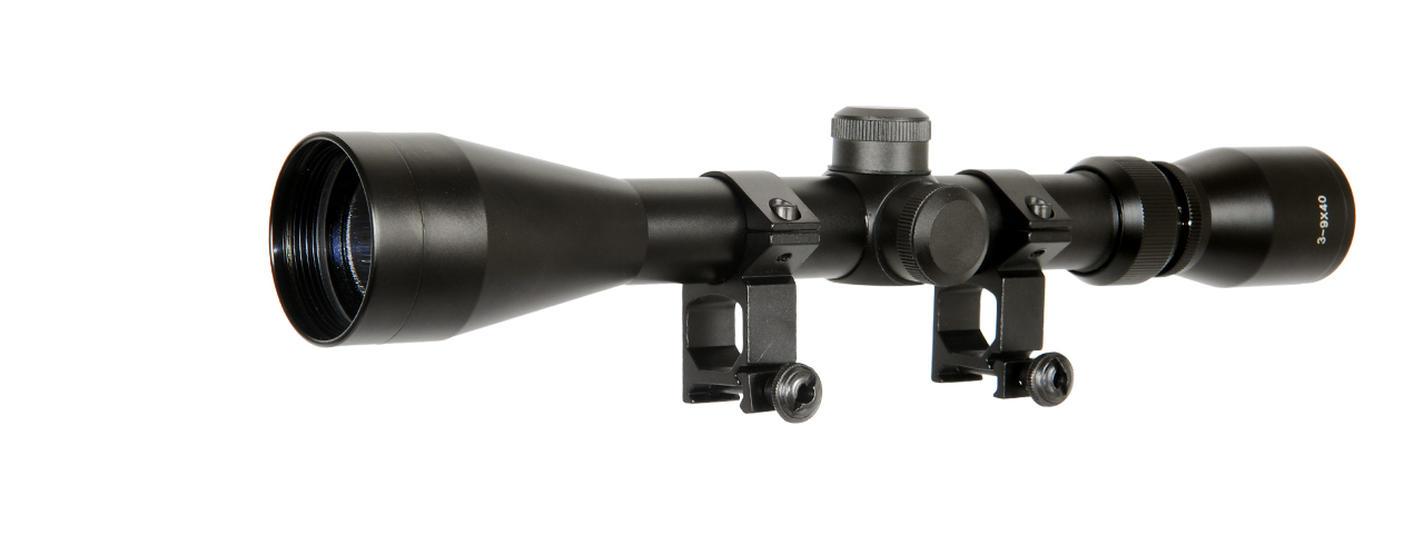 Lancer Tactical 3-9x40 Rifle Scope w/ 20mm Mounts - Click Image to Close