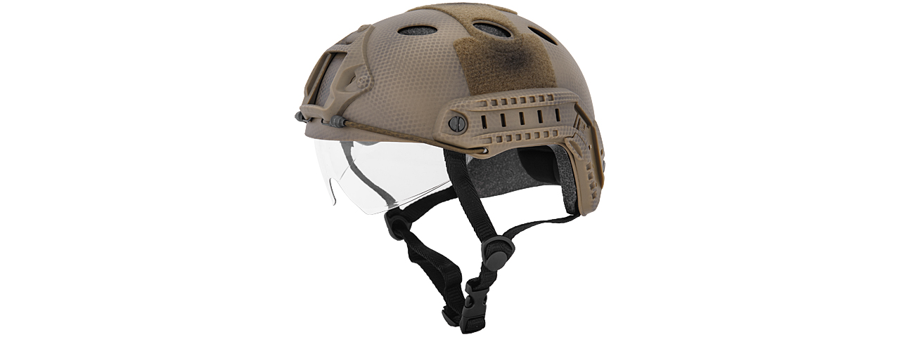 CA-740N FAST PJ TYPE TACTICAL GEAR HELMET W/VISOR (CUSTOM DE) - Click Image to Close