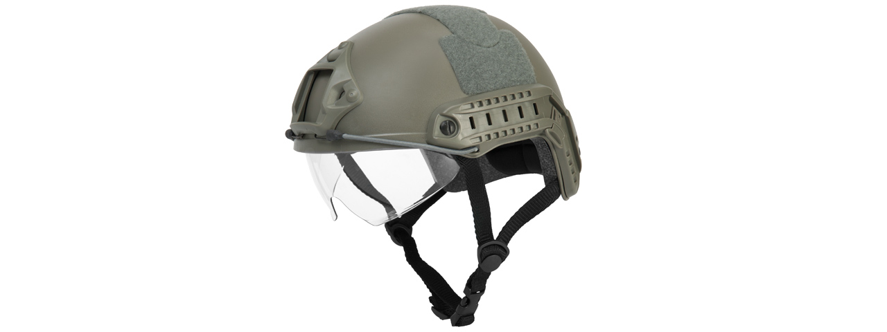 CA-741G HELMET BALLISTIC TYPE "BASIC VERSION w/VISOR" (COLOR: FOLIAGE GREEN) SIZE: MEDIUM - Click Image to Close