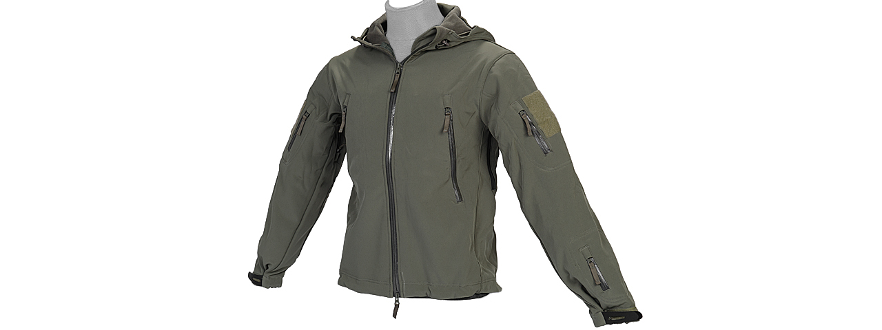 CA-781GS SOFT SHELL JACKET w/ HOOD (SAGE), SIZE: SM - Click Image to Close