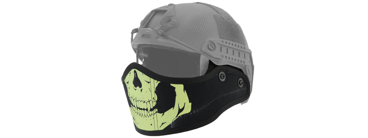 Lancer Tactical CA-801S HELMET Armour Face in Black with White Skull - Click Image to Close