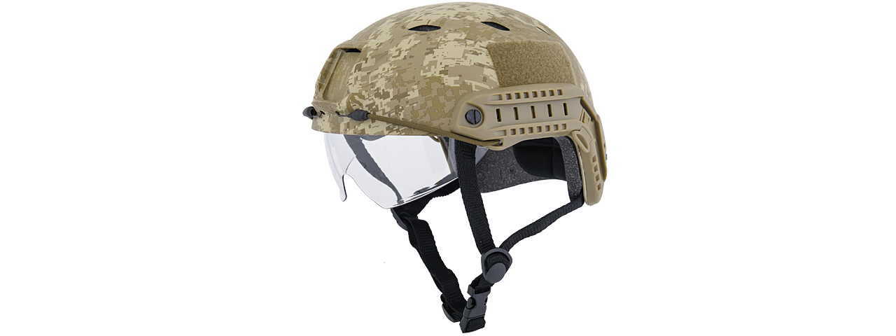 CA-842D HELMET BJ TYPE "BASIC VERSION w/VISOR" (COLOR: DESERT DIGITAL) SIZE: MEDIUM - Click Image to Close