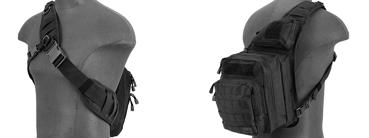 Lancer Tactical Airsoft Messenger Utility Shoulder Bag (Color: Black) - Click Image to Close