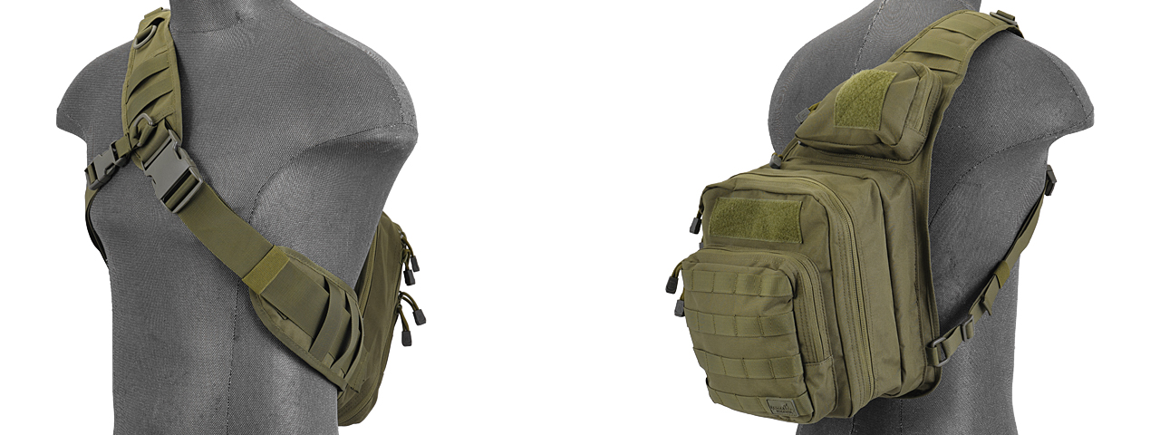Lancer Tactical Airsoft Messenger Utility Shoulder Bag (Color: OD Green) - Click Image to Close