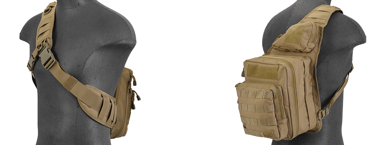 Lancer Tactical Airsoft Messenger Utility Shoulder Bag (Color: Tan) - Click Image to Close