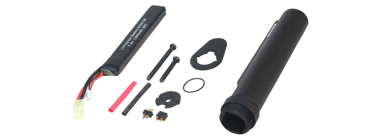 CYMA CM-C103 M4 BUFFER TUBE w/LIPO 7.4V1300mAH 20C STICK BATTERY & LOCKING NUT - Click Image to Close